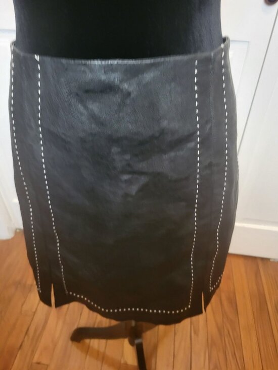 Altar'd State Black Faux Leather Mini Skirt L Festival Biker Punk Minimalist - Picture 6 of 7